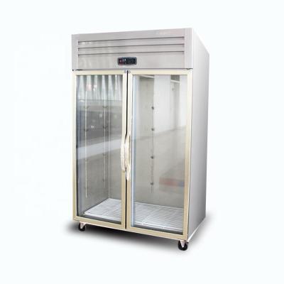 China Double-temperature stainless steel other refrigeration display freezer double door glass refrigerator for sale