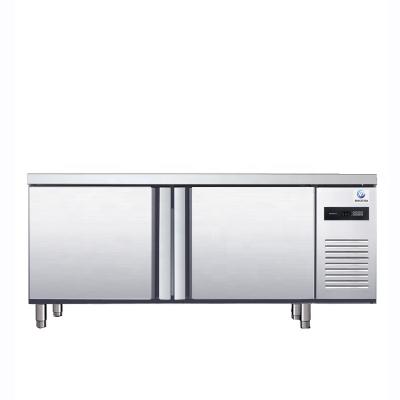 China open door electronic workbench electronic Freezers Double-temperature kitchen stainless steel refrigerator table for sale