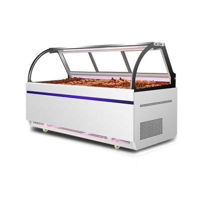 China Single-temperature Supermarket Meat Fridge Fresh Food Display Showcase Deli Refrigerator for sale