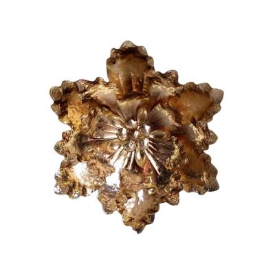 China Hot Sale Minimalist Wall Art Metal Golden Flower For Home Decoration for sale