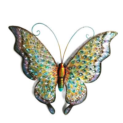 China Garden Deocration Garden Ornaments Handmade Metal Butterfly Sculpture Wall Decoration for sale