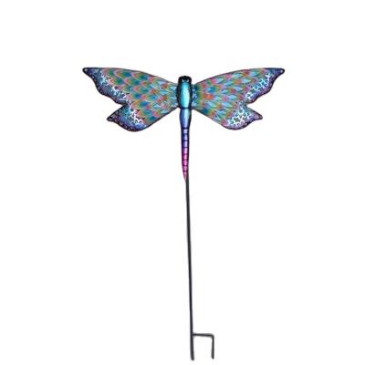 China Country Metal Garden Decoration 1 Piece Per Set Metal Dragonfly Garden Stakes for sale