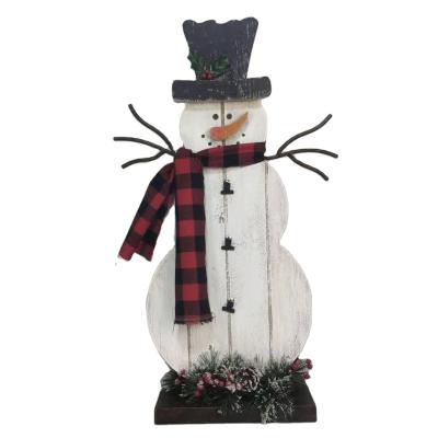 China Christamas Decoration MDF Scarf Christmas Snowman Clip Body w/LED Metal Base Lights & PVC Garland Figure for sale