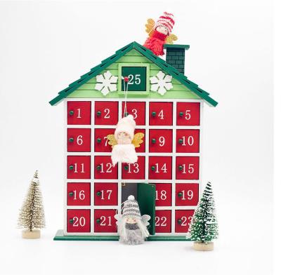 China Christmas Deoration Countdown to Christmas Advent Calendar Wooden 24 Storage Drawers for Christmas Countdown for sale