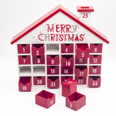 China Home/Party Shape Bedroom 24 Day Advent Calendar, Countdown to Christmas Wooden Advent Calendar 24 Storage Drawers for Christmas Countdown for sale