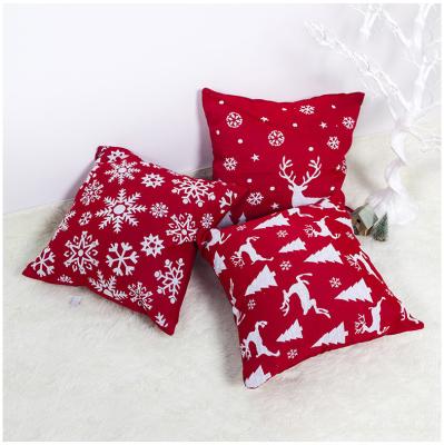 China 2020 Soft Red Fabric Christmas Ornament Home Decoration Cushion Pillow Cover for sale