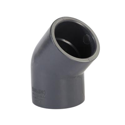 China Eco-friendly In Stock PVC Fittings 45 Degree Black PE Elbow Tap Water Pipe Fittings Pipe Chemical Pipe Fittings for sale