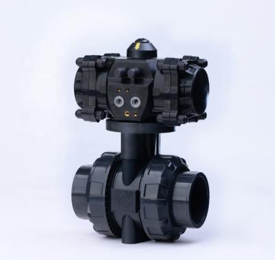 China Eco-friendly Manufacturer Direct Supply UPVC Double Acting True Union Plastic Pneumatic Operated Ball Valve for sale