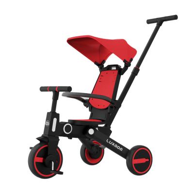 China Safety factory direct sale aluminum alloy frame baby tricycle with push handle and canopy for sale