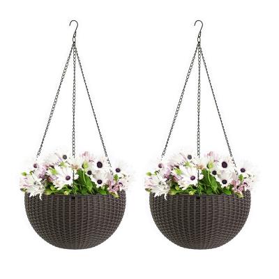 China Hot selling rattan series round plastic flower pots for plants indoor or outdoor decoration for sale