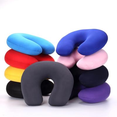 China PORTABLE U-Shaped Travel Rest Solid Multiple Colors Spandex Fleece Rest Pillow Microbeads Cushion Neck for Car Flight Bedding Set for sale