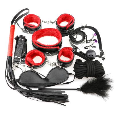 China Bondage Fun 10 Pcs Sexy Leather Bondage Beginners Cuffs Restraint Fetish Kit Pack Cuffs Restraint Leather Sex Toy BDSM for sale