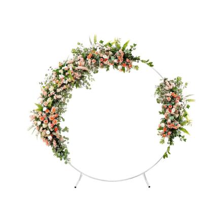 China Wedding Gold Round Arch Outdoor Wedding Arch Background Ceremony Stage Entrance Flower Decoration Metal Frame Wedding Arch for sale