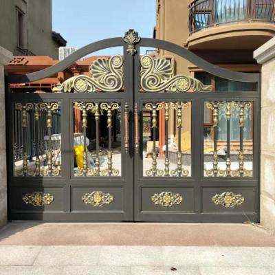 China Modern Shanghai Villa Opposite Gate Electric Translational Courtyard New Aluminum Stainless Steel Iron Push-Pull Chinese Door for sale