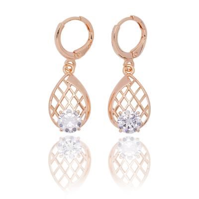 China Hiphop 2022 Women's Champagne Gold Plated Brass Jewelry Diamond Zircon Drop Earrings For Fashion Design for sale