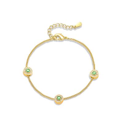 China GSY CLASSIC Wholesale High Quality Gold Plated Women Wedding Fashionable Emerald Zircon Bracelets & Bangles for sale