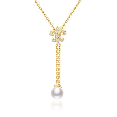 China Wholesale Vintage 2022 Fancy Gold Plated / Platinum Plated 925 Sterling Silver Freshwater Pearl Necklace Of Mother for sale