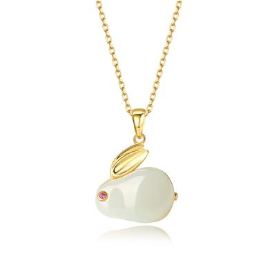 China Vintage Personalized Fine Jewelry Women Animal 22k Gold Plated 925 Sterling Silver Rabbit Necklace for sale