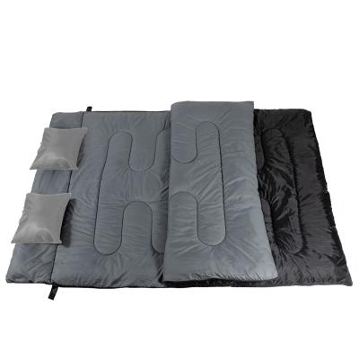 China Envelope Type High Quality Double People Winter Double Couples Outdoor Camping Sleeping Bag With 2 Pillows for sale