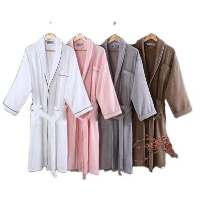 China Custom Size Hotel Textile Hotel Textile Terry Bathrobe White 100% Cotton Shawl Collar In Stock for sale