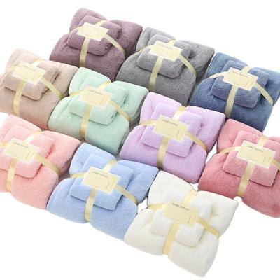 China Bath Room Coral Velvet Towel Set Hot Sale Plush Coral Fleece Towel High Density Gift Coral Bath Towel for sale