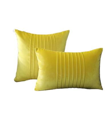 China Newest Anti-Static Soft Plain Solid Velvet Pleated Velvet Designers Cushions Yellow Gold Dark Lounge Cushions Kids Pillows for sale