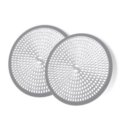 China 2 Pack Shower Hair Catcher Floor Drain Protector Strainer-Steel and Silicone for sale