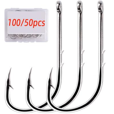 China 50/100pcs 1#-12# Long Leg Hook Hook High Carbon Steel Barbed Net Bait Hook Narrow Fishhook With Box Long Leg for sale