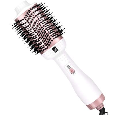 China Hot Rose Gold 1000W Ion Ceramic Coating One Step Airbrush Dryer Volumizer Ionic White Negative Brush Hair Dryer for sale