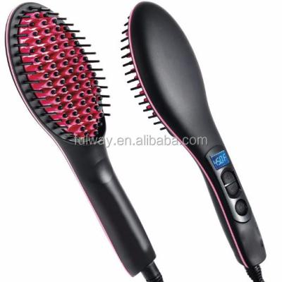 China Hair straightening iron with brush hot ptc Heater Ceramic Hair Straightener Brush fast for sale