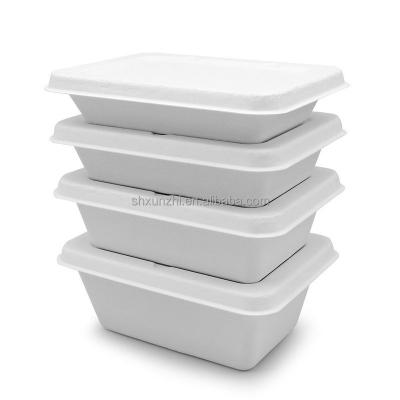 China Eco Friendly Disposable Tableware Food Packaging Box Biodegradable Sugarcane Bagasse Paper Pulp Tableware Set With Lid for sale