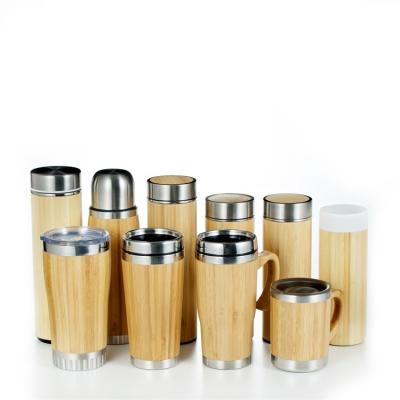 China Sustainable Bamboo Cup Coffee 304 Stainless Steel Wholesale 280ml 420ml Inner Bamboo Outer Cups And Saucers Eco - Friendly Coffee With Handle for sale