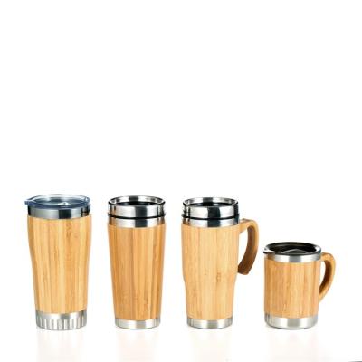 China Wholesale Custom Sustainable Logo 280ml 420ml 304 Stainless Steel Double Wall Bamboo Water Cup With Handle for sale