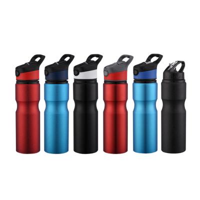 China 750ML Food Grade Bpa Free Sport Viable Customized Aluminum Water Bottles With Straw Lid Portable Handle for sale