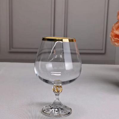 China Custom Gold Rim Delicate Crystal Brandy Glass Sizes 400ml Clear Handmade Cognac Brandy Glass CREATIVE for sale