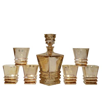 China Wholesale Clear 24% Pbo Bohemia Crystal Luxury Whiskey Decanter Glasses 7Pcs Whiskey Bar Set for sale