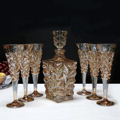 China Bohemia 24% Pbo Sustainable Champagne Flute Crystal Drinking Set Set Decorated With Luxury Amber Chandelier for sale