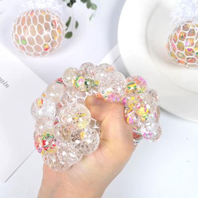 China Toy Wholesale Manufacturing Best Hot Promotional Selling Effort Rainbow Mesh Squishy Squeeze Ball for sale