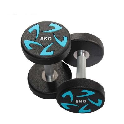 China Durable Indoor Fitness Equipment Quality Workout Professional Weight Lifting Exercise Round Urethane Rubber Dumbbell for sale