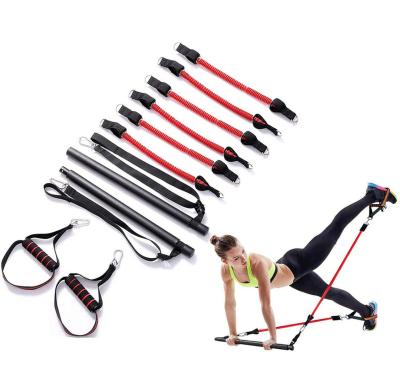 China Non-slip Rod Fitness Portable Yoga Stick Pilates Power Strength Training Gym Equipment Workout with Adjustable Resistance Bands for sale