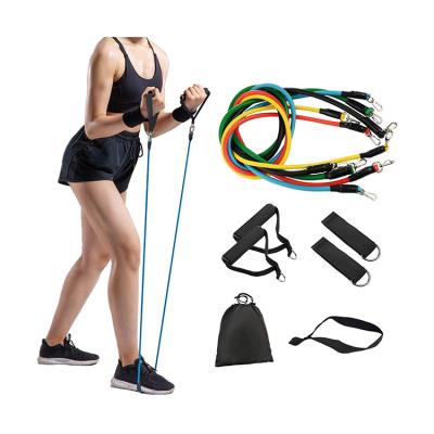 China Low MOQ Durable Custom Workout Women Men 11pcs Resistance Tube Set Logo Sports Exercise Waist Arm for sale