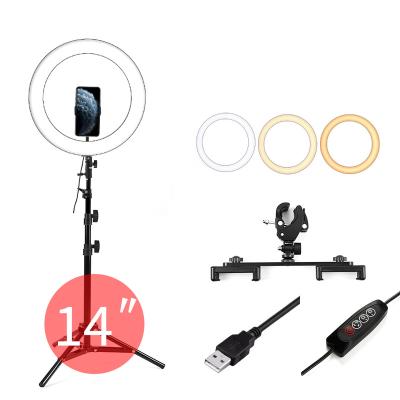 China Live Show Video Tianmei 14 Inch 36cm CE Wire Control Selfie Dimmable Live Show Makeup anillo de luz LED Ring Fill Light Lamp with 2.1m Tripod Stand for sale