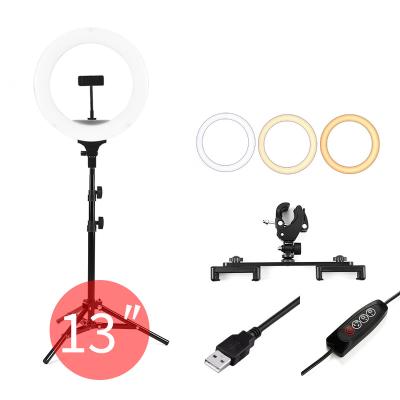 China 33cm 5V 3200-5600K Live Show Video Tianmei 13 Selfie Makeup Wire Control Dimmable Photography anillo de luz LED Ring Lamp with 2.1m Tripod Stand for sale