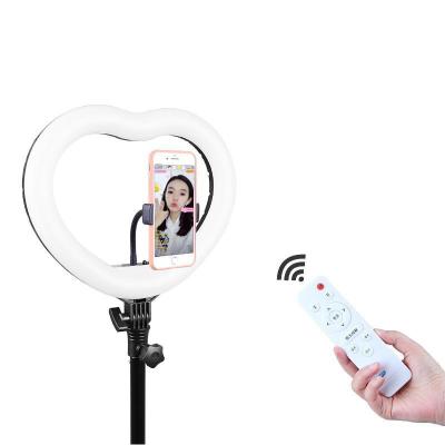 China Photogrphy Live Light 12 Inch Dimmable Heart Shape Soft Ring Fill Light Remote Control Light For Beauty Makeup Selfie for sale