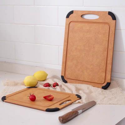 China Bpa Melamine Lfgb Material Eco-Friendly Sustainable Free Food Wood Fiber Meat Safe Cutting Board With Anti-Slip Feet for sale