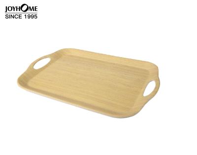 China Wholesale Modern Custom Bamboo Fiber Food Snacks Bamboo Serving Trays Handles for sale