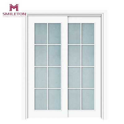 China Traditional Interior Glass Plate Door Wooden Slide Door Smileton Door for sale