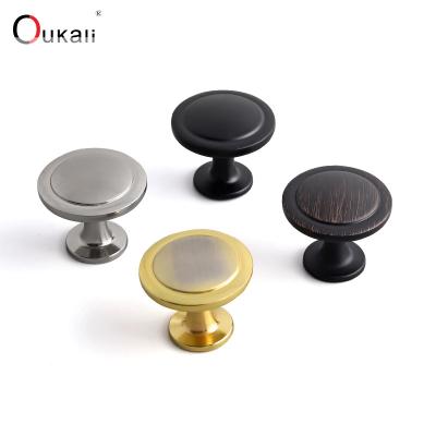 China Oukali modern hot sale cheap cabinet hardware polished gold nickel round shape pulls kitchen dresser kichen cupboard drawer knobs for sale