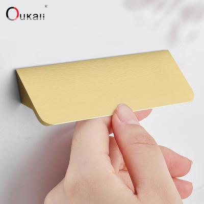 China OUKALI Modern Aluminum Profile Hidden Drawer Hardware Buffet Wardrobe Door Long Hidden Pull Handles for sale