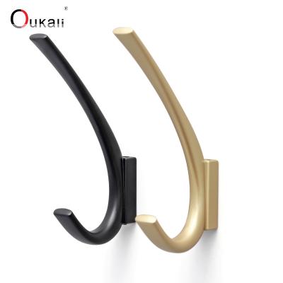 China Modern Antique Bronze Metal Coat Hook Maker Oukali Black Coat and Hat Hooks for sale